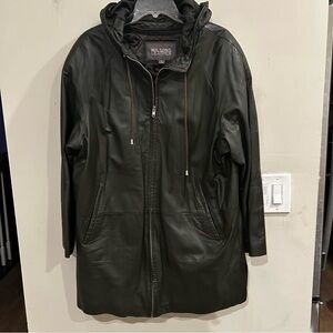 Wilsons Leather Dark Green Hooded Thinsulate Removable Liner Jacket. Size Large